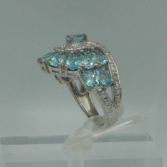 Sz 5 Genuine Madagascar Paraiba Apatite (Pear) Ring NWOT - Picture 2 of 4